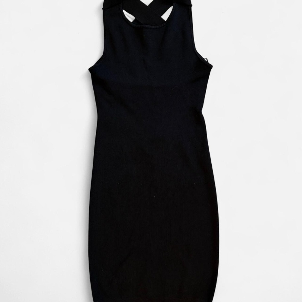 Mango Black Halter Sheath knitted cut-out back Mini Dress